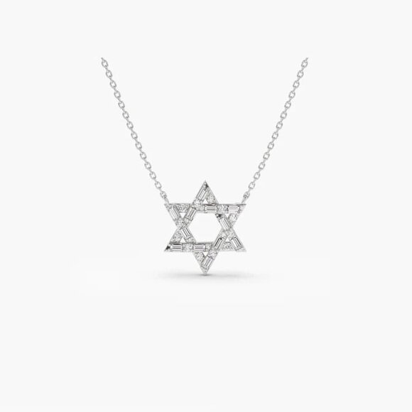 Heart Centered 14K (or 18k upon request) Gold Star Of David Necklace - Picture 7 of 8